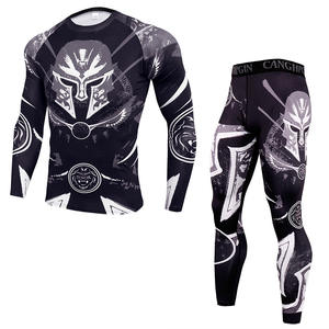 Ensemble 2 pièces de t-shirts et pantalons de compression imprimés par sublimation pour hommes, idéal pour la gym, le fitness, les leggings, les rashguards, le BJJ et la natation. - Product Image 5