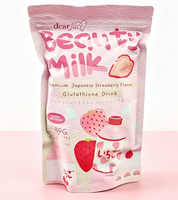 Boisson Protéinée Éclaircissante au Glutathion et à la Fraise Japonaise, Saveur Lait de Fraise, Qualité Premium, Saveurs Assorties, 180g