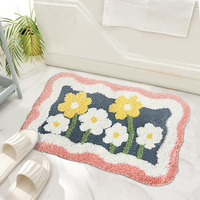 Tapis de bain en microfibre antidérapant à motif floral, doux, moelleux, lavable en machine, tapis tufté sur mesure
