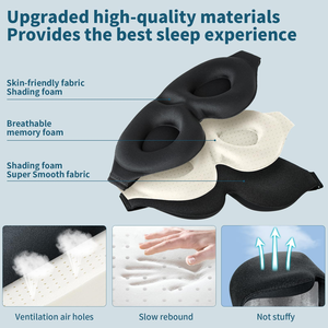 Masque de sommeil pour hommes et femmes, sans pression sur les yeux, masque de sommeil 3D, design bloquant la lumière à 100%, bandeau de nuit, masque pour les yeux doux - Product Image 3