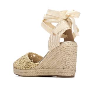 Espadrilles pour femmes Xti 145347, sandales compensées dorées, talon de 9 cm, taille 37 - Product Image 3