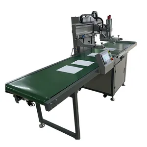 Automatic flat surface vertical Screen Printing Machine with conveyor belt for Plastic Bags Yoga Mats Paper Boxes