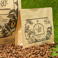 Sacs d'emballage pour café avec logo personnalisé, biodégradables, à fermeture éclair, Bolsa marron