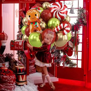 Set de Globos de Látex Rojo <span class=keywords><strong>Castaño</strong></span> Retro, Verde <span class=keywords><strong>Claro</strong></span> Dorado Metálico, Bastones de Caramelo, Hombre de Jengibre, Decoración para Fiestas de Navidad y Año Nuevo - Product Image 6