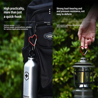 Porte-clés mousqueton personnalisable de luxe professionnel en alliage d'aluminium étanche en forme de cœur pour sac à dos, bagages et activités de plein air