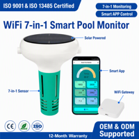 Testeur de qualité de l'eau de piscine solaire numérique YC-02 WIFI 7 en 1 intelligent pour piscine : pH, EC, TDS, sel, ORP, température, chlore