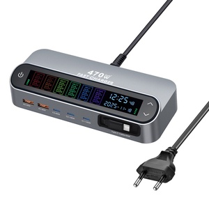 Estación <span class=keywords><strong>de</strong></span> Carga GaN <span class=keywords><strong>de</strong></span> 470W con 6 Puertos, Cargador <span class=keywords><strong>de</strong></span> Escritorio con Pantalla Digital y Cable Retráctil Integrado para Teléfonos/Tabletas/Laptops - Product Image 4