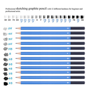 XinyiArt 33 pièces artistes crayons de charbon de bois croquis ensemble de crayons de <span class=keywords><strong>dessin</strong></span> Kit de croquis Kit de croquis dans un étui à fermeture éclair Portable pour <span class=keywords><strong>débutant</strong></span> - Product Image 4