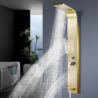 Ensemble de panneaux de douche muraux en acier inoxydable SUS304, finition chromée brossée, jet doux, mitigeur à poignée unique, pommeau de douche carré