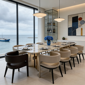 <span class=keywords><strong>Tavolo</strong></span> da Pranzo di Lusso Moderno in Marmo Stile Italiano per Ristorante Hotel Casa Arredamento Grande Rettangolare con Piano in Pietra e Base in Metallo - Product Image 1
