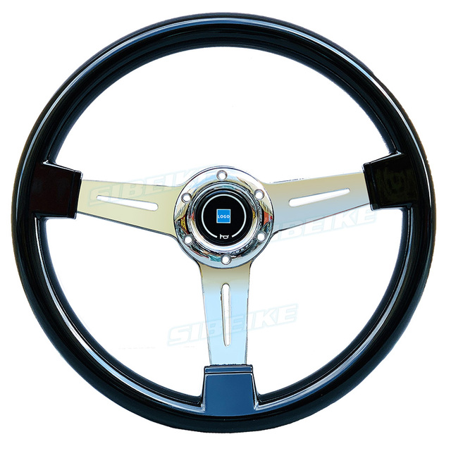 Universal 14inch 350mm Classic Car Steering Wheel Racing Sports Black ABS Steering Wheel With Chrome Spoke