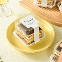 Boîte à gâteau carrée transparente pour tiramisu, jetable, en PET, pour mousse, tranche de gâteau, blister, à emporter, pour aliments et emballages