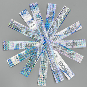 Disposable Custom 1inch LOGO Design Holographic Waterproof Eco-friendly Tyvek <b>Wristbands</b> for <b>Promotional</b> Event Safety - Product Image 6