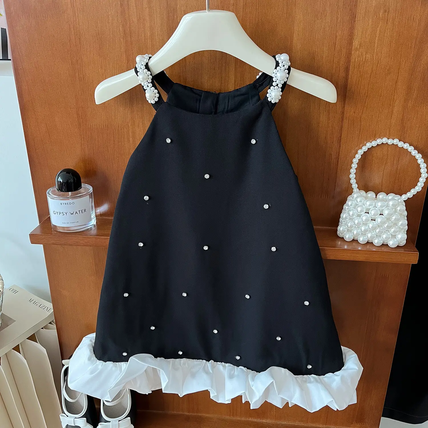 Style coréen été enfants Slip jupe strass fleurs douces robes de princesse pour les filles