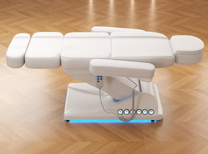 Lit de massage avec base lumineuse LED de luxe, commande au pied, 3 moteurs, haute capacité de charge, cuir synthétique, mobilier commercial pour hôtel et salon - Product Image 6