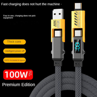 Cable de Carga Rápida 4 en 1 con Trenzado de Nailon y Aleación de Aluminio, con Pantalla LED de Energía, para iPhone 16, Teléfonos Android y Cámaras