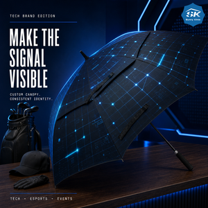 Parapluie de golf Tech Electric Grid Line avec système anti-vent, protection UV, imperméable, pour le sport en extérieur, soleil et pluie - Product Image 3