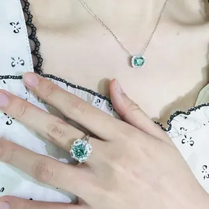 Grosir Perhiasan Batu Permata 925 Sterling Silver Anting Gaya Mewah Lab Tumbuh Berlian Bunga Ruby Emerald Earrings