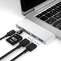 Hub USB-C 5-en-1 à branchement direct, adaptateur multiport, 2xUSB3.0, lecteur de cartes TF/SD, extension en alliage d'aluminium, en stock
