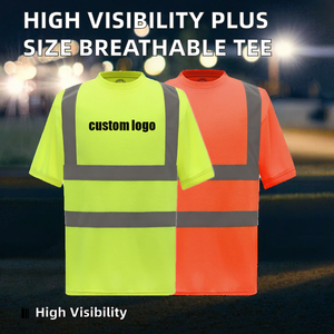 Camiseta de Trabajo de Alta Visibilidad para Hombre, Certificada EN, Cuello Redondo, Manga Corta, Reflectante, Fluorescente, Tallas Grandes, Transpirable - Product Image 2