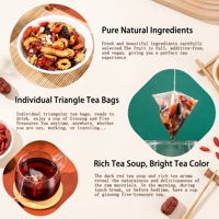 Thé aux six trésors de ginseng, sachets de thé aux herbes chinoises traditionnelles, formule naturelle à 6 ingrédients précieux, pour femmes et hommes