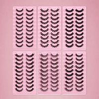 Fournitures d'emballage personnalisé pour cils en faux vison, super bouclés et volumineux, 10 paires, cils entiers en bande