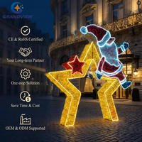 Maßgefertigte Beleuchtete 3D LED Weihnachtsmann-Stern-Lichter Weihnachtsmotiv-Beleuchtung für Freizeitparks Kommerzielle Feiertags-Lichtinstallationen