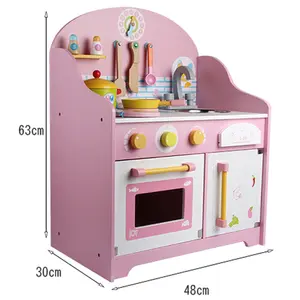 Шкафы из массива дерева для детских игровых домиков, деревянные аксессуары, комплект для ролевых игр, деревянная кухня