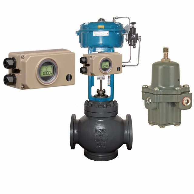 Flow Control Valve With Electric Samson Valve Positioner 3730-3 Digital Positioner and Fisher 67CFR Filter Regulator
