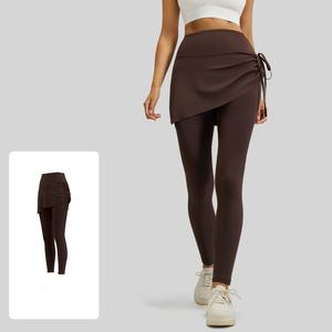 Two Pairs High <b>Elastic</b> Waist Pleated Yoga <b>Skirt</b> Pants for Women Slimming Anti-Embarrassment Exercise Fitness Full-Length Quick - Product Image 2