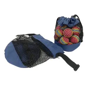 प्लास्टिक क्लिप गोल्फ बॉल मेश बैग पोर्टेबल बैग गोल्फ बॉल ऑर्गनाइज़र पाउच के साथ शिप करने के लिए तैयार कैनवास ड्रॉस्ट्रिंग बैग