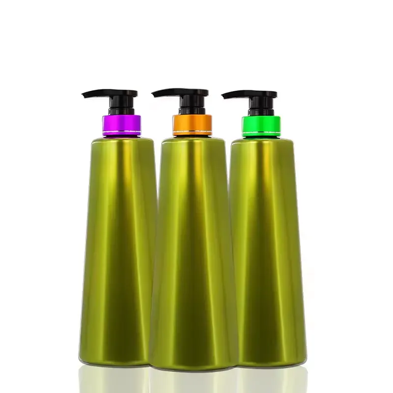 750ml Empty Luxury Shower Body Cosmetics Round Plastic Shampoo PET Custom Lotion Pump Bottle