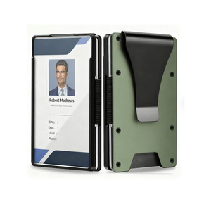 Wholesale <b>RFID</b> Blocking Aluminum Minimalist <b>Wallet</b> with ID Window and Money Clip <b>for</b> <b>Men</b> Front Pocket 15 Cards Capacity - Product Image 1