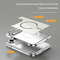 Étui de protection antichute minimaliste à sensation premium avec anneau magnétique en verre électroplaqué pour écran pliable