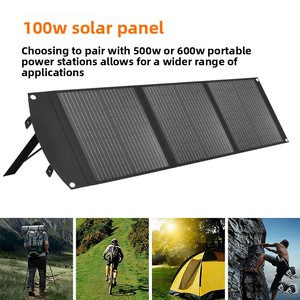 แผงโซลาร์เซลล์สีดำแบบพับได้ 100W สามารถ<span class=keywords><strong>ใช้</strong></span>ร่วมกับสถานีไฟฟ้ากลางแจ้ง 500W สำหรับพื้นที่ที่มี<span class=keywords><strong>ไฟฟ้า</strong></span>จำกัด - Product Image 2