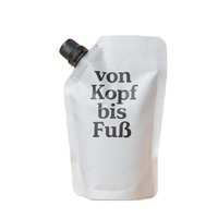 Emballage en pochette à bec verseur en papier kraft blanc personnalisé, écologique, imprimé en héliogravure, qualité alimentaire, 100 ml, 250 ml, 500 ml, pour boissons liquides
