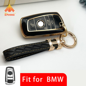 Porte-clés GZ DOMI avec bordure dorée brillante en TPU, accessoires de voiture, décoration, étui pour clé de voiture, housse de protection pour BMW 5/7series/525i - Product Image 1