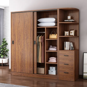 <span class=keywords><strong>Armadio</strong></span> in Legno Personalizzato di Nuovo Design con 2 Ante e 3 Cassetti, Guardaroba Moderno con Ripiani per Camera da Letto - Product Image 6