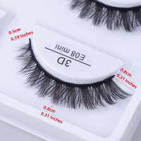 Lot de 5 paires de faux cils 3D en vison synthétique, naturels, effilés et volumineux, faits à la main, pour maquillage professionnel, fournisseurs de beauté E08 Mini