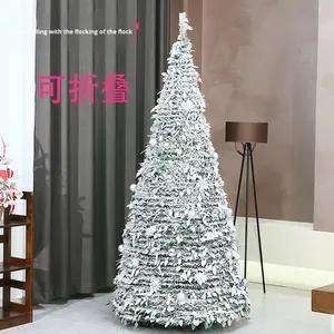 Venta caliente flocado nieve que cae retráctil plegable LED luces <span class=keywords><strong>de</strong></span> árbol <span class=keywords><strong>de</strong></span> <span class=keywords><strong>Navidad</strong></span> para el hogar supermercado decoraciones transfronterizas - Product Image 3