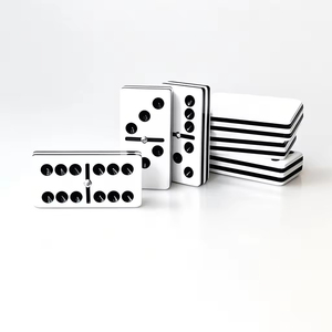 Juego de dominó acrílico Doble 6 seis personalizado de fábrica, negro, blanco, cinco capas, dominó acrílico, logotipo personalizado y paquete de juegos de mesa - Product Image 1