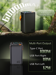 60000mAh USB lớn công suất cao 100000mAh Loại C 3 đầu vào + 3 đầu ra PD 3.0 QC 4.0 nhanh chóng sạc Powerbank ngân hàng điện - Product Image 2