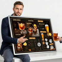 Boîte à lumière LED ultra-mince en verre à encastrer, verticale, pour comptoir de bar, affichage lumineux pour affiches, publicité commerciale en magasin
