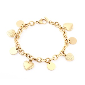 กำไลข้อมือทองคำ 18K ขายส่ง รูปหัวใจและทรงกลม สำหรับสุภาพสตรี - Product Image 5
