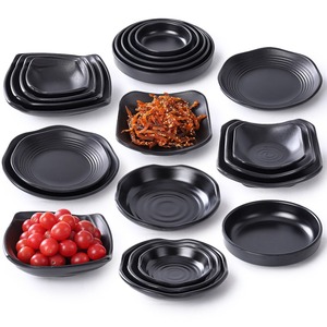 <b>Black</b> Irregular Melamine <b>Plates</b> Set For Snacks Cold Dishes Party Hotel Use - Product Image 1