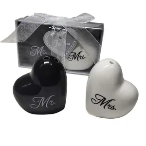 Ywbeyond heart shaped mr and mrs Ceramic Salt and Pepper Shakers Wedding Favour, Party Souvenirs guests