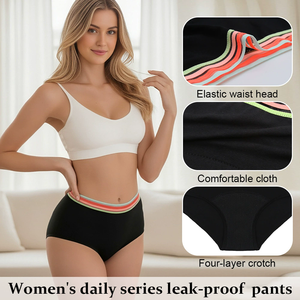 Bragas Menstruales <span class=keywords><strong>de</strong></span> Nuevo Diseño Sin PFAS, Tallas XXS-2XL, <span class=keywords><strong>de</strong></span> Algodón para Adolescentes, 4 Capas, a Prueba <span class=keywords><strong>de</strong></span> Fugas, Suaves y Cómodas, Color Claro, Cintura Alta, Flujo Abundante - Product Image 5