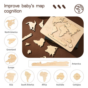 Nueva llegada <span class=keywords><strong>de</strong></span> madera 3D magnético mapa del mundo rompecabezas juego <span class=keywords><strong>de</strong></span> madera Montessori enseñanza educativa temprana juguetes para niños - Product Image 3