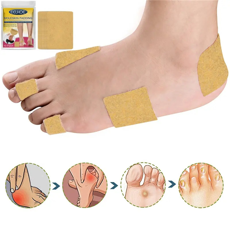 EELHOE heel blisters preventing mole skin padding shoes pressure relieving patch 10pcs anti abrasion invisible patches for shoes