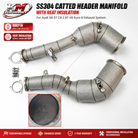 Collecteur d'échappement catalyseuré KM Performance SS304 avec isolation thermique pour Audi S6 S7 C8 2.9T V6 Euro 6